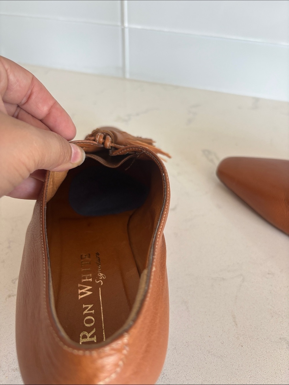 Ron White Women's Tan Leather Tassel Loafers - Picture 9 of 9